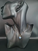 GÜMÜŞTEL EL SANATLARI Sertifikalı Opal Doğal Taş Kalp Tasarım Kolye Özel Tasarım Zincir Hediyeli Aaa Kalite thumbnail 6