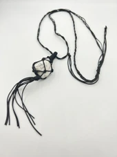 GÜMÜŞTEL EL SANATLARI Sertifikalı Havlit Doğal Taş Tasarım Kolye El Yapımı Örgü Model Aaa Kalite thumbnail 2