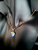 GÜMÜŞTEL EL SANATLARI Sertifikalı Opal Doğal Taş Kalp Tasarım Kolye Özel Tasarım Zincir Hediyeli Aaa Kalite thumbnail 2