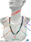 GÜMÜŞTEL EL SANATLARI Sertifikalı Doğal Taş 7 Çakra Oniks Taşı Tasarım Kolye - 1