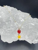 GÜMÜŞTEL EL SANATLARI Sertifikalı Akik Doğal Taş Tasarım Kolye El Yapımı Sarı Yıldız Obje Detaylı thumbnail 4