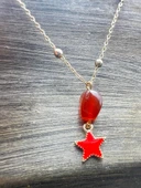 GÜMÜŞTEL EL SANATLARI Sertifikalı Akik Doğal Taş Tasarım Kolye El Yapımı Kırmızı Yıldız Obje Detaylı - 3