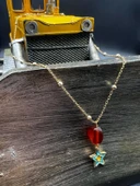 GÜMÜŞTEL EL SANATLARI Sertifikalı Akik Doğal Taş Tasarım Kolye El Yapımı Turkuaz Yıldız Obje Detaylı thumbnail 3