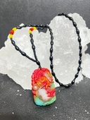 GÜMÜŞTEL EL SANATLARI Sertifikalı Doğal Taş Kehribar Akik Yeşim Tasarım Kolye Ejderha İşleme Detaylı Özel Üretim thumbnail 1