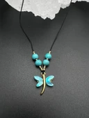 GÜMÜŞTEL EL SANATLARI Sertifikalı Turkuaz & Sedef Doğal Taş Tasarım Kolye Yusufcuk Detaylı AAA Kalite thumbnail 3