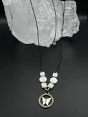 GÜMÜŞTEL EL SANATLARI Sertifikalı Sedef Doğal Taş Tasarım Kolye AAA Kalite thumbnail 3