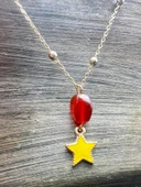 GÜMÜŞTEL EL SANATLARI Sertifikalı Akik Doğal Taş Tasarım Kolye El Yapımı Sarı Yıldız Obje Detaylı thumbnail 2