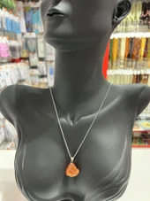 GÜMÜŞTEL EL SANATLARI Sertifikalı Orijinal Işlenmemiş Doğal Taş Turuncu Akik Kolye thumbnail 1