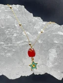 GÜMÜŞTEL EL SANATLARI Sertifikalı Akik Doğal Taş Tasarım Kolye El Yapımı Turkuaz Yıldız Obje Detaylı thumbnail 4