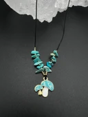 GÜMÜŞTEL EL SANATLARI Sertifikalı Turkuaz Doğal Taş Tasarım Kolye Mantar Obje Detaylı AAA Kalite thumbnail 2