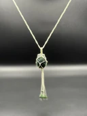 GÜMÜŞTEL EL SANATLARI Sertifikalı Zümrüt Doğal Taş Tasarım Kolye El Yapımı Örgü Model Aaa Kalite - 4