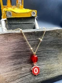 GÜMÜŞTEL EL SANATLARI Sertifikalı Akik Doğal Taş Tasarım Kolye El Yapımı Kırmızı Kaplumbağa Obje Detay AAA Kalite - 4