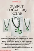 GÜMÜŞTEL EL SANATLARI Sertifikalı Zümrüt Doğal Taş El Yapımı Tasarım Kolye - 3