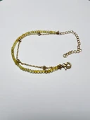 GÜMÜŞTEL EL SANATLARI Sertifikalı Sitrin Doğal Taş Zincirli Tasarım Bileklik 3mm Kararmaz Zincir - 2