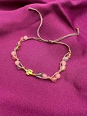 GÜMÜŞTEL EL SANATLARI Sertifikalı Pembe Kuvars Doğal Taş Tasarım Bileklik El Yapımı Asansörlü Kilit Sistemi - 1