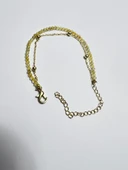 GÜMÜŞTEL EL SANATLARI Sertifikalı Sitrin Doğal Taş Zincirli Tasarım Bileklik 3mm Kararmaz Zincir - 1