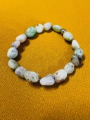 GÜMÜŞTEL EL SANATLARI Sertifikalı Krizopras Doğal Taş Şekilsiz Tımbıl Bileklik AAA Kalite thumbnail 1