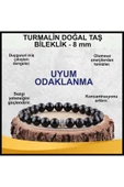 GÜMÜŞTEL EL SANATLARI Sertifikalı Siyah Turmalin Doğal Taş Bileklik 8 Mm - 1