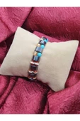 GÜMÜŞTEL EL SANATLARI Sertifikalı Doğal Hematit Akik Turkuaz Taşı Rolex Bileklik thumbnail 2
