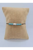GÜMÜŞTEL EL SANATLARI Sertifikalı Havlit & Turkuaz Doğal Taş Bileklik thumbnail 2