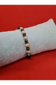 GÜMÜŞTEL EL SANATLARI Sertifikalı Doğal Taş Rodokrozit Ve Hematit Ve Oniks Doğal Taş Bileklik - 4