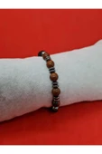 GÜMÜŞTEL EL SANATLARI Sertifikalı Doğal Taş Obsidyen Ve Hematit Ve Oniks Taşı Bileklik thumbnail 4