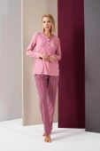 Pjs 26008 With Love Always Kadın Patlı Çizgili Uzun Kollu Pijama Takım - 1