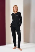 Pjs 26037 Kadın Gorgeous Patlı Biyeli Uzun Kol Pijama Takım - 3