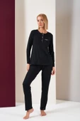 Pjs 26037 Kadın Gorgeous Patlı Biyeli Uzun Kol Pijama Takım - 1