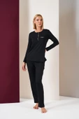 Pjs 26037 Kadın Gorgeous Patlı Biyeli Uzun Kol Pijama Takım - 4