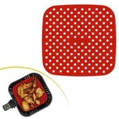Renkli Isıya Dayanıklı Yıkanılabilir Silikon Fırın Ve Airfryer Kare Pişirme Matı 21,5 Cm - 1