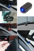 Araç İçin Caydırıcı Solar Enerji İle Şarj Olan  Güçlü Yapışkanlı Işıklı Plastik Mini Sahte Alarm - 6