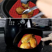 Renkli Isıya Dayanıklı Yıkanılabilir Silikon Fırın Ve Airfryer Kare Pişirme Matı 21,5 Cm - 7