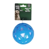 Playfull Işıklı Üçgen Desenli Plastik Top Köpek Oyuncağı 7,5 Cm Mavi - 1