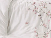 Butterfly 3d Nakışlı Pamuk Saten Nevresim Takımı Krem Pudra thumbnail 3