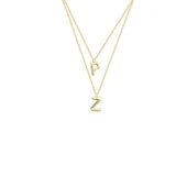 14k Altın Çift Sıra Zincir Harf Kolye thumbnail 5