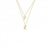 14k Altın Çift Sıra Zincir Harf Kolye thumbnail 2