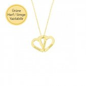 14k Altın İç içe Kalp İsimli Kolye thumbnail 1