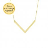 14k Altın V model Geometrik Kolye thumbnail 1