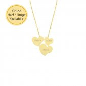 14k Altın Üçlü Kalp Kolye thumbnail 1