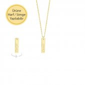 14k Altın Çubuk Plaka Bar Kolye thumbnail 1