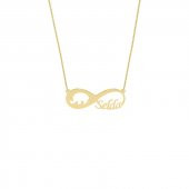 14k Altın İsimli Fil Sonsuzluk Kolye thumbnail 2