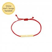 İp Örgü 14k Altın Kalpli Çubuk Bileklik thumbnail 2