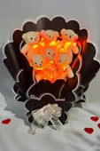Sevgiliye Özel Kalp Led Işıklı Romantik Peluş Ayıcık Buketi thumbnail 1
