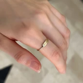 14k Altın Plaka Bar Minimal Yüzük thumbnail 5