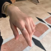 14k Altın Plaka Bar Minimal Yüzük thumbnail 4