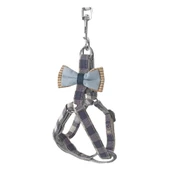 Köpek Göğüs Tasma Seti Ekose Desenli Papyonlu 1.5 cm*35-48 cm Mavi thumbnail 2