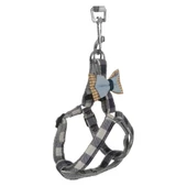 Köpek Göğüs Tasma Seti Ekose Desenli Papyonlu 1.5 cm*35-48 cm Mavi thumbnail 5