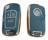 Opel Astra J Insignia Chevrolet Cruze Uyumlu Nano Kumanda Anahtar Kılıfı Oto Anahtarlık Gri Gold - 4