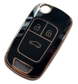 Opel Astra J Insignia Chevrolet Cruze Uyumlu Nano Kumanda Anahtar Kılıfı Oto Anahtarlık Siyah Gold thumbnail 2